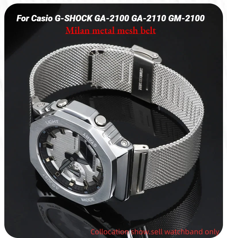 Correa de malla metálica Milan para reloj Casio G-SHOCK GM-2100 GA-2100 GA-2110 DW-5600 correa de reloj de acero inoxidable pulsera GA2100