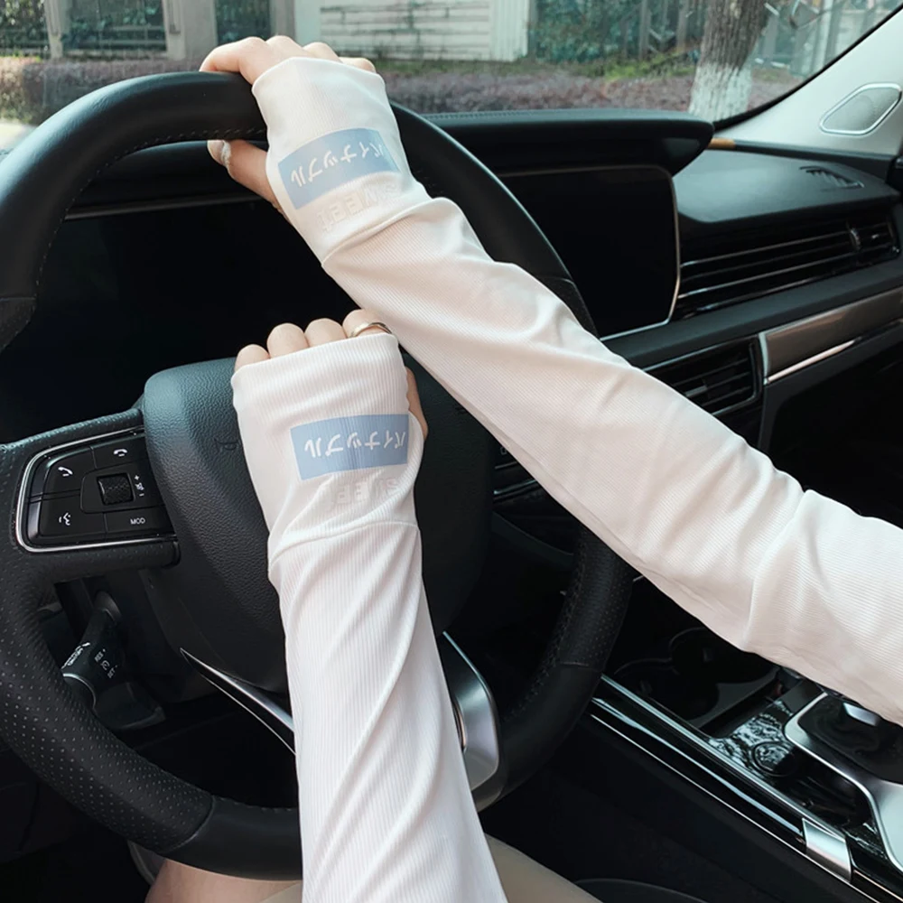 Ice InjRespirant Sleeve UV Protection Arm Cover pour femme, adt Cooling Running Imaging Driving Sunscreen Fingerless Gloves