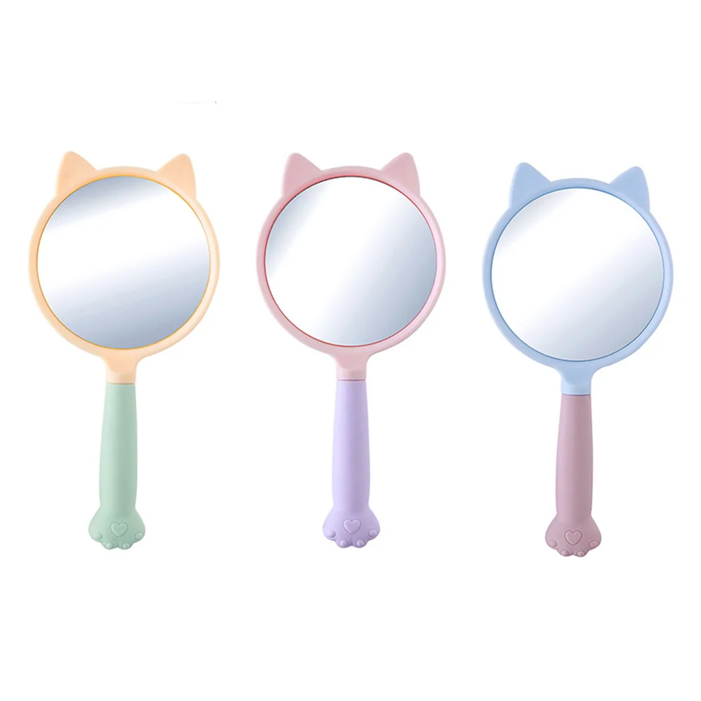 3 pçs gato garra cabeleireiro espelhos handheld maquiagem viagem beleza espelhos claro portátil alça confortável