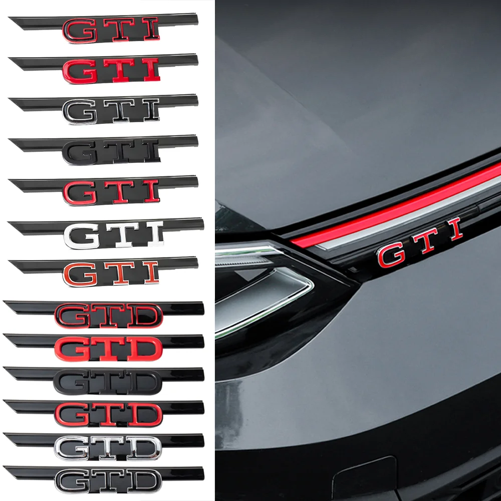 3D ABS Car GTD GTI Badge Front Grille Letters Emblem Decoration Modification Replacement Accessorie for Volkswagen VW Golf 8 MK8