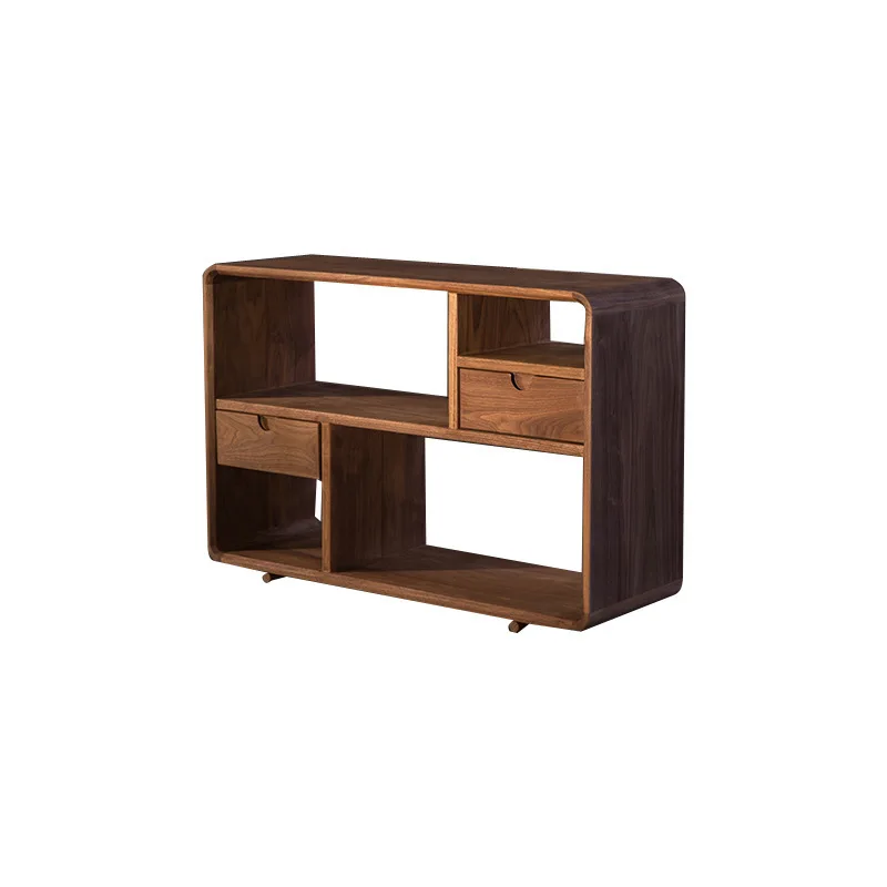 

Modern minimalist black walnut sofa side cabinet bookcase solid wood living room minimalist