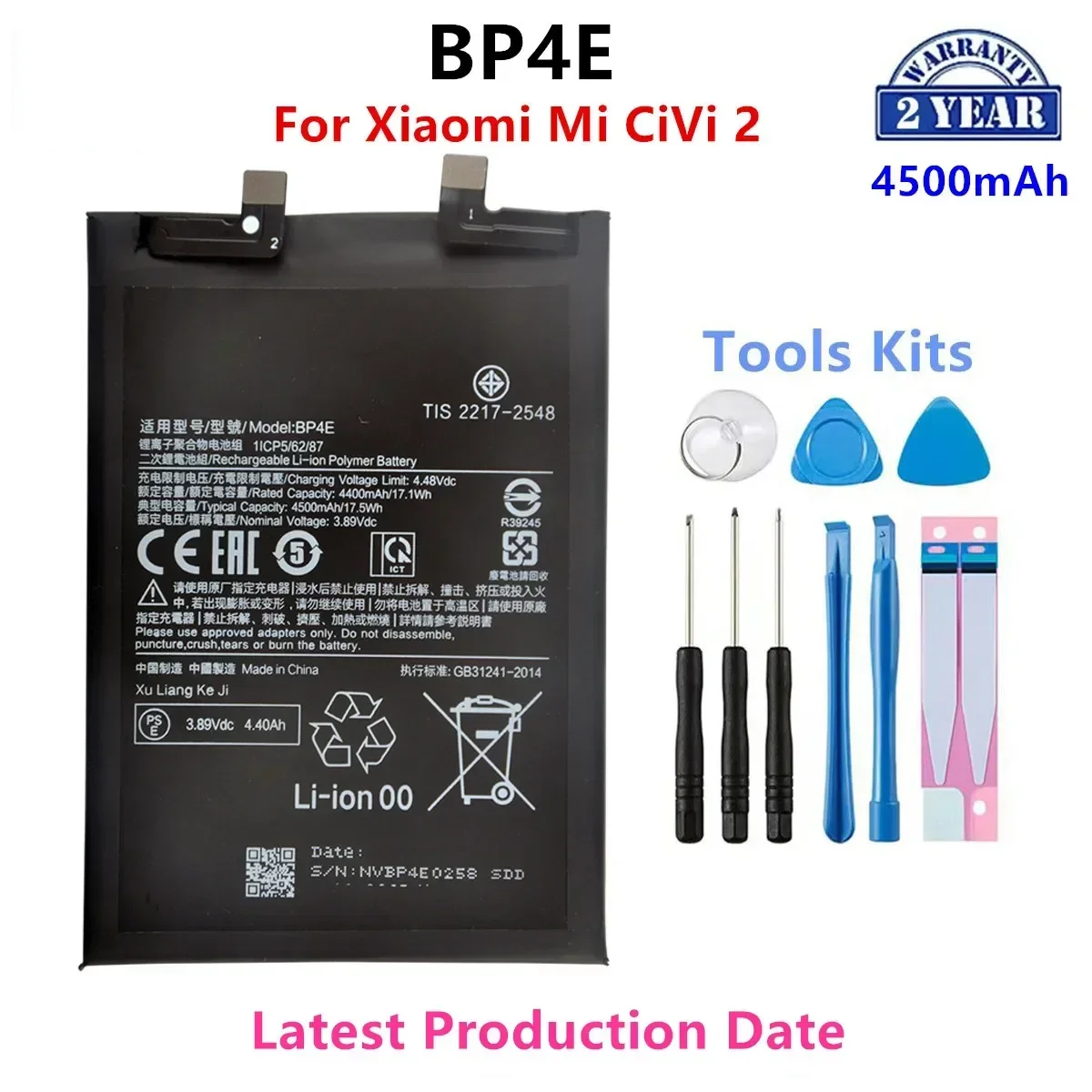 Brand New  BP4E 4500mAh Battery  For Xiaomi Mi CiVi 2 Phone Replacement Batteries+Tools