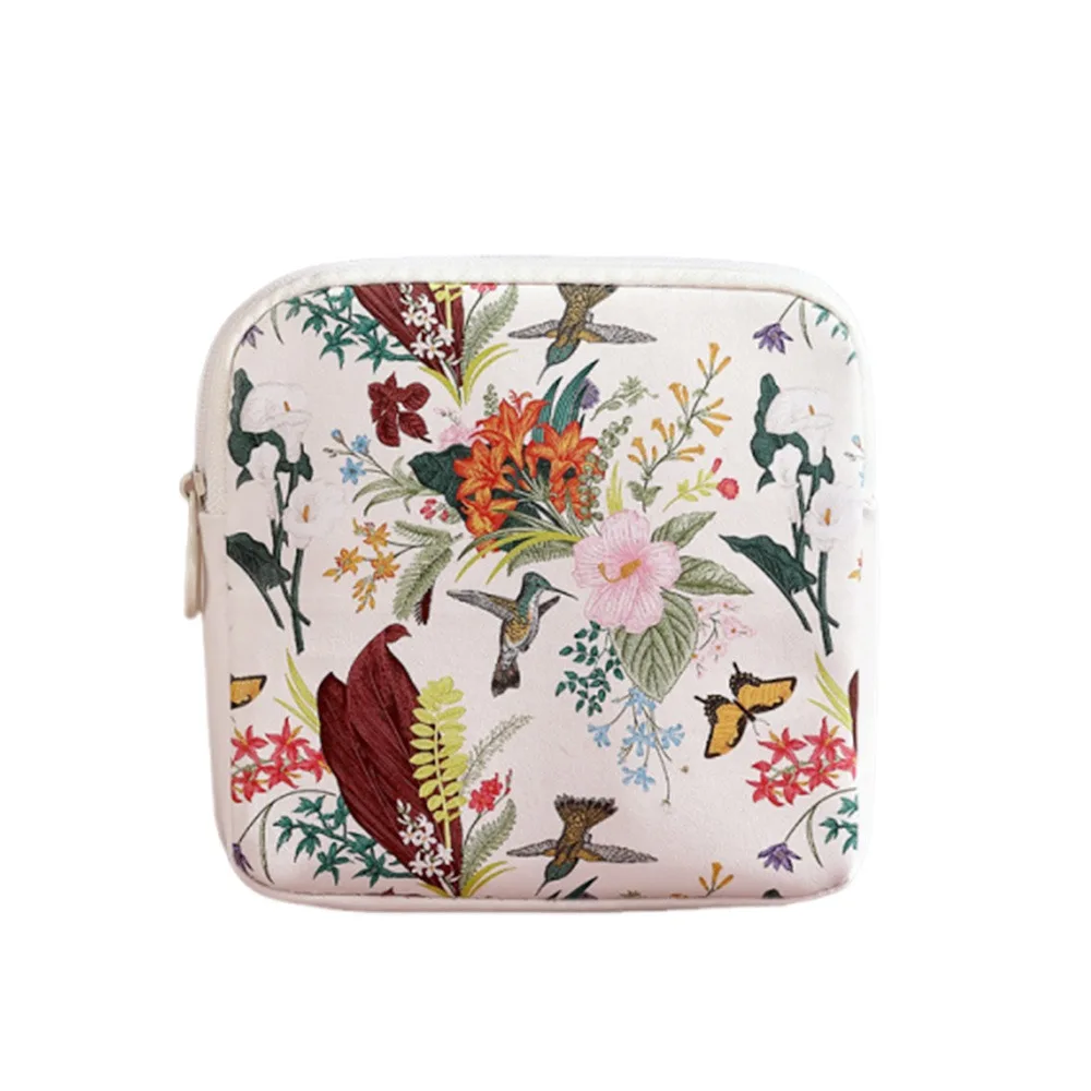 Portable Zipper Pouch Sanitary Pads Bag Large Capacity Multipurpose Cosmetic Bag Mini Data Cables Organizer for Women Girls