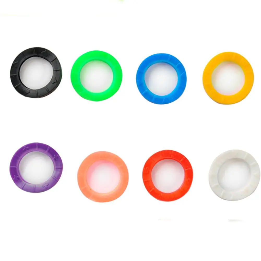8pcs Soft Hollow Round 24mm*4mm Mixed Color Key Covers Silicone Keys Cap Keyring