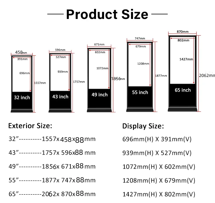 Suporte de rede android tv vertical 43 polegadas ultrafino autônomo reprodutor de publicidade lcd tela sensível ao toque display digital