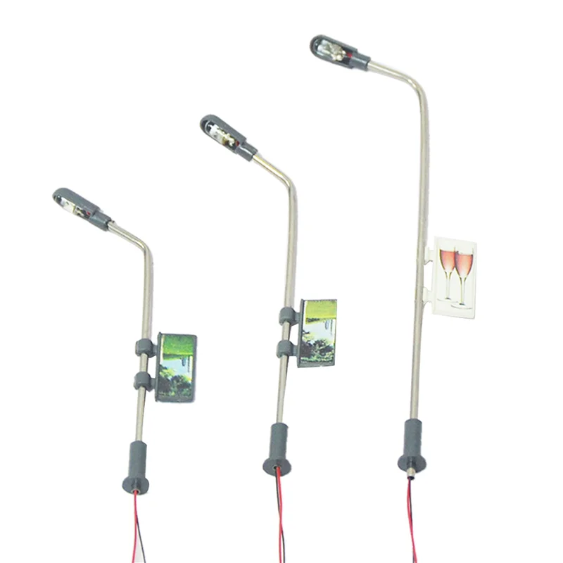 YSUN-100 قطع نموذج صغير قطار السكك الحديدية عمود الإنارة ضوء الشارع المصابيح الدافئة الأبيض HO مقياس 1:100 حديقة مصابيح إضاءة للمناظر الطبيعية #4