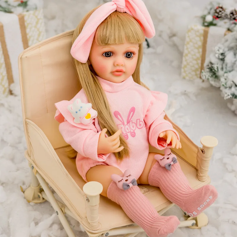 55cm Lifelike Silicone Reborn Dolls Soft Body Vinyl Doll Girl  Baby lifelike Reborn Baby Girl Doll Silicone Realistic Doll Toys