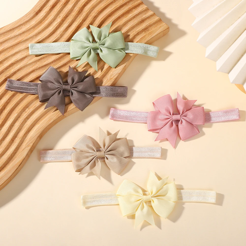 5 قطعة طفلة الدولاب القوس عقال مجموعة النايلون العصابات Bowknot إكسسوارات الشعر للأطفال حديثي الولادة الخريف الشتاء الأطفال