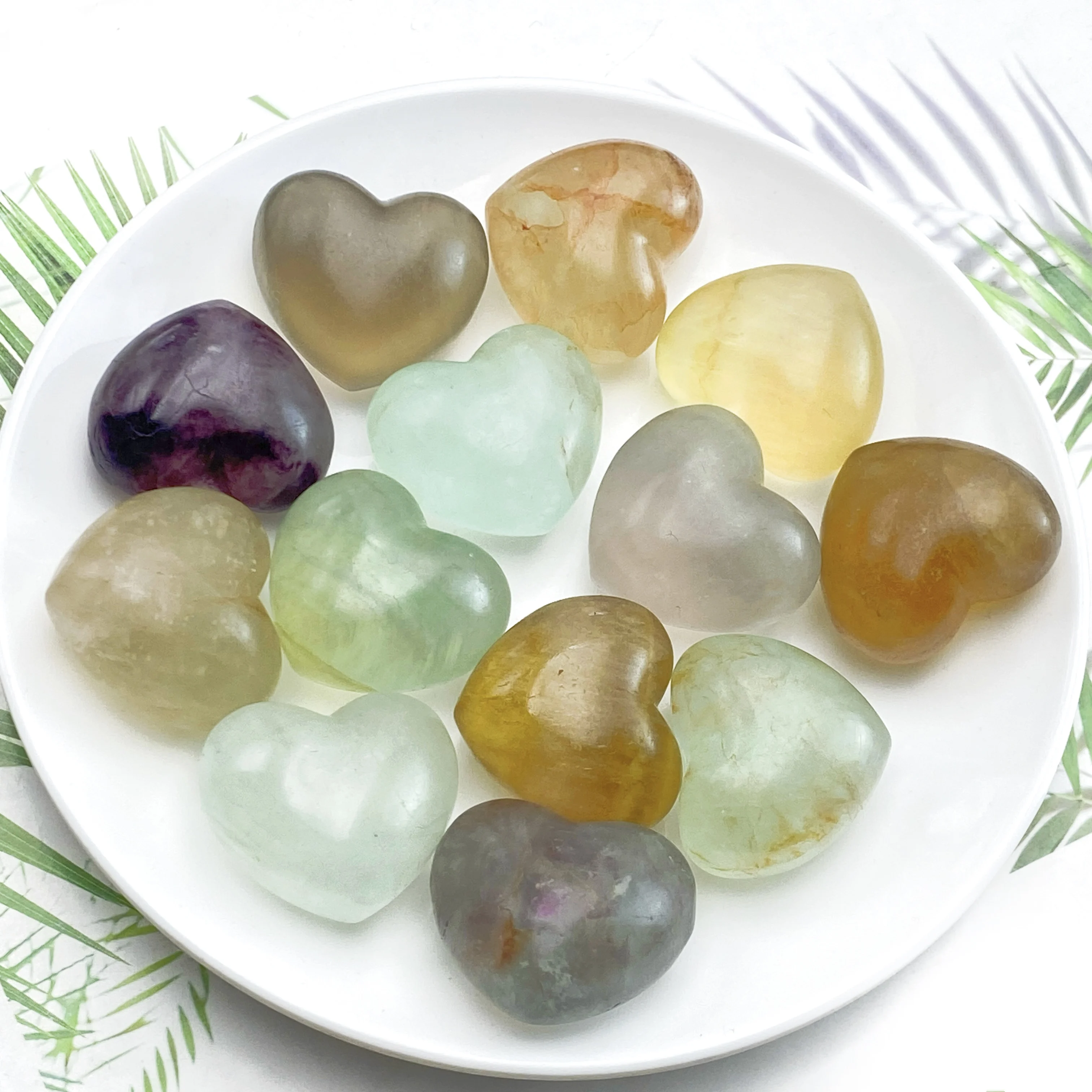1PC Rainbow Fluorite Heart Shape, Stone Collections, Excellent Gifts, Family And Friends Gift, Home Decoration, DIY Decorations,