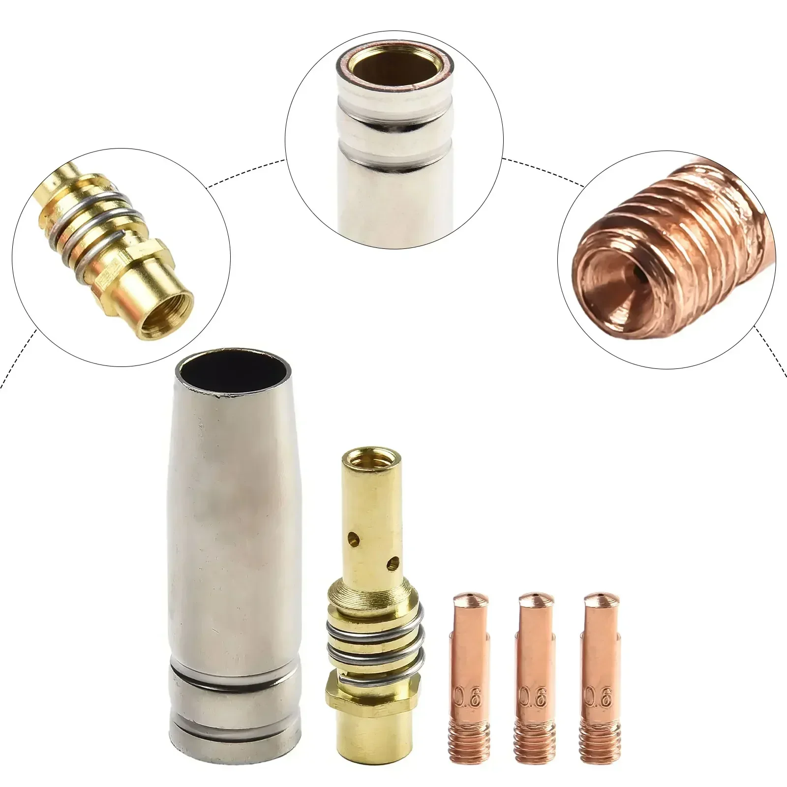 Consumables Kit Welding Nozzle Contact Tip MIG Welding Accessories Spare Parts Tip Holder 0.6/0.8/0.9/1.0/1.2mm