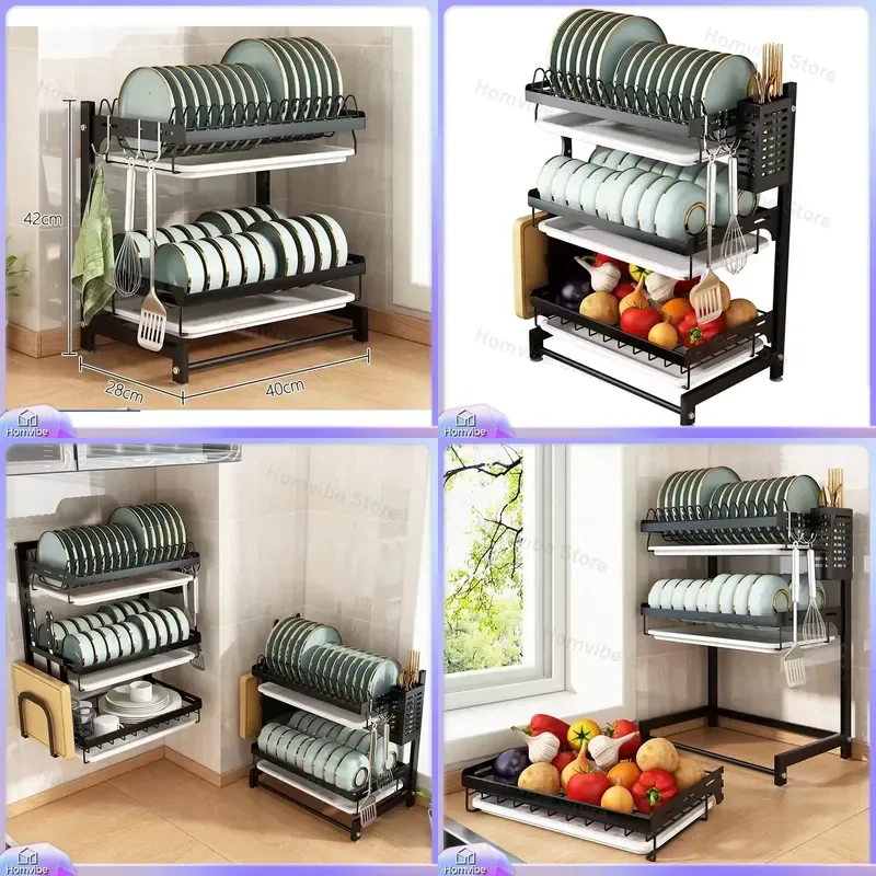 Egouttoir-de-cuisine-mural-double-couche-en-acier-inoxydable-et-plastique-organisateur-de-vaisselle-suspendu-etagere-de-rangement-sous-evier-pour-ustensiles