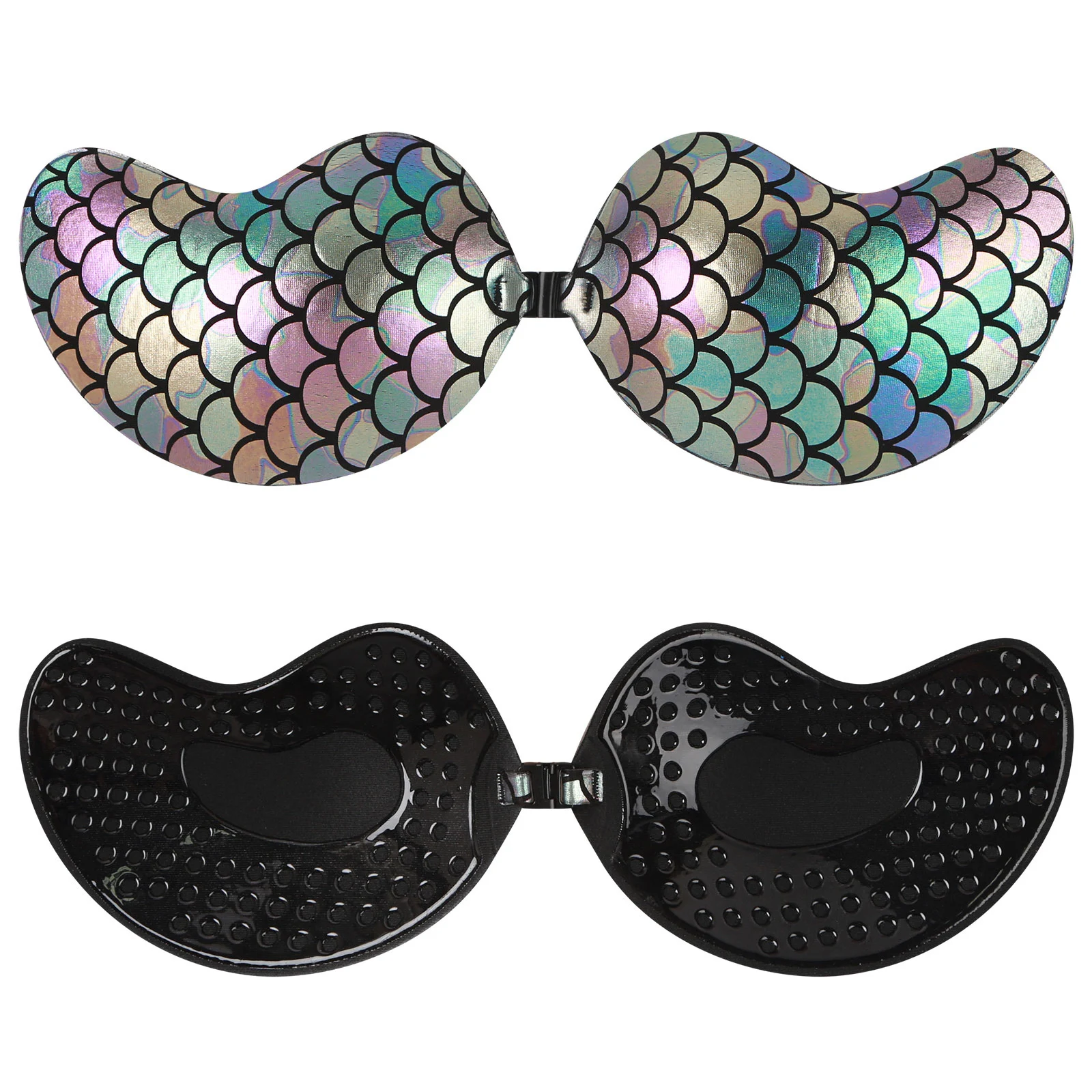 

Women Shiny Adhesive Bra Front Closure Strapless Seamless Push Up Bra Nipple Covers Breast Pasties for Backless Dress Beachwear