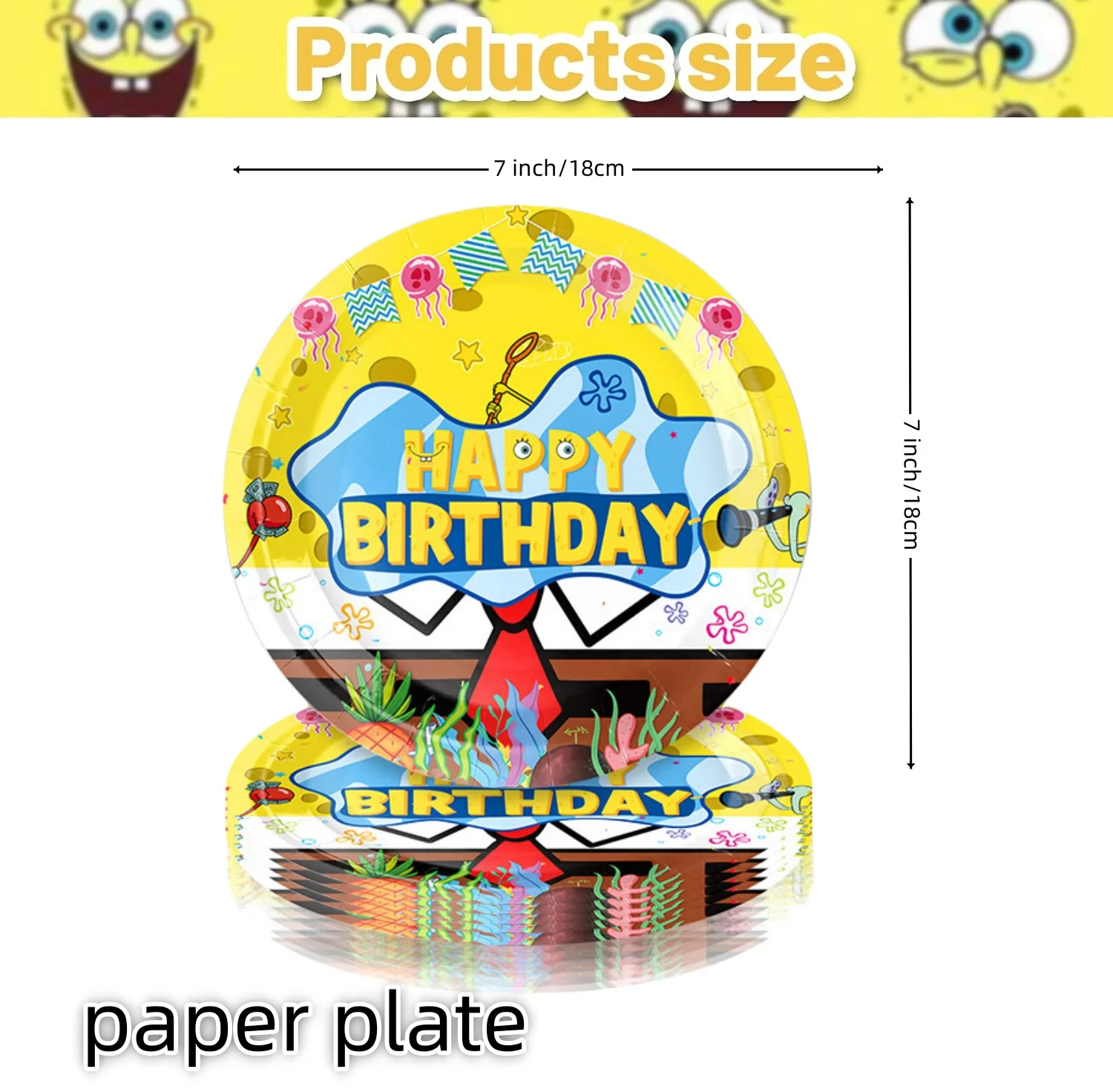 Sponge-Bob Birthday Party Decoration Disposable Tableware Tablecloth Plate Gift Bag Balloon Baby Shower Kids Gift Party Supplies