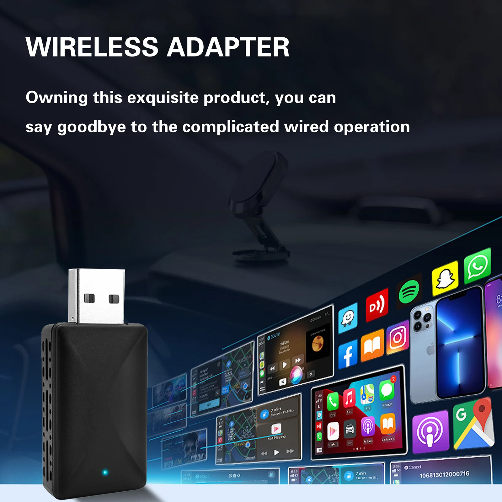 محول CarPlay اللاسلكي، ترقية 2025 2 في 1 صغير الحجم CarPlay وAndroid Auto، تحويل سلكي إلى لاسلكي مع USB وUSB-C/Type #5