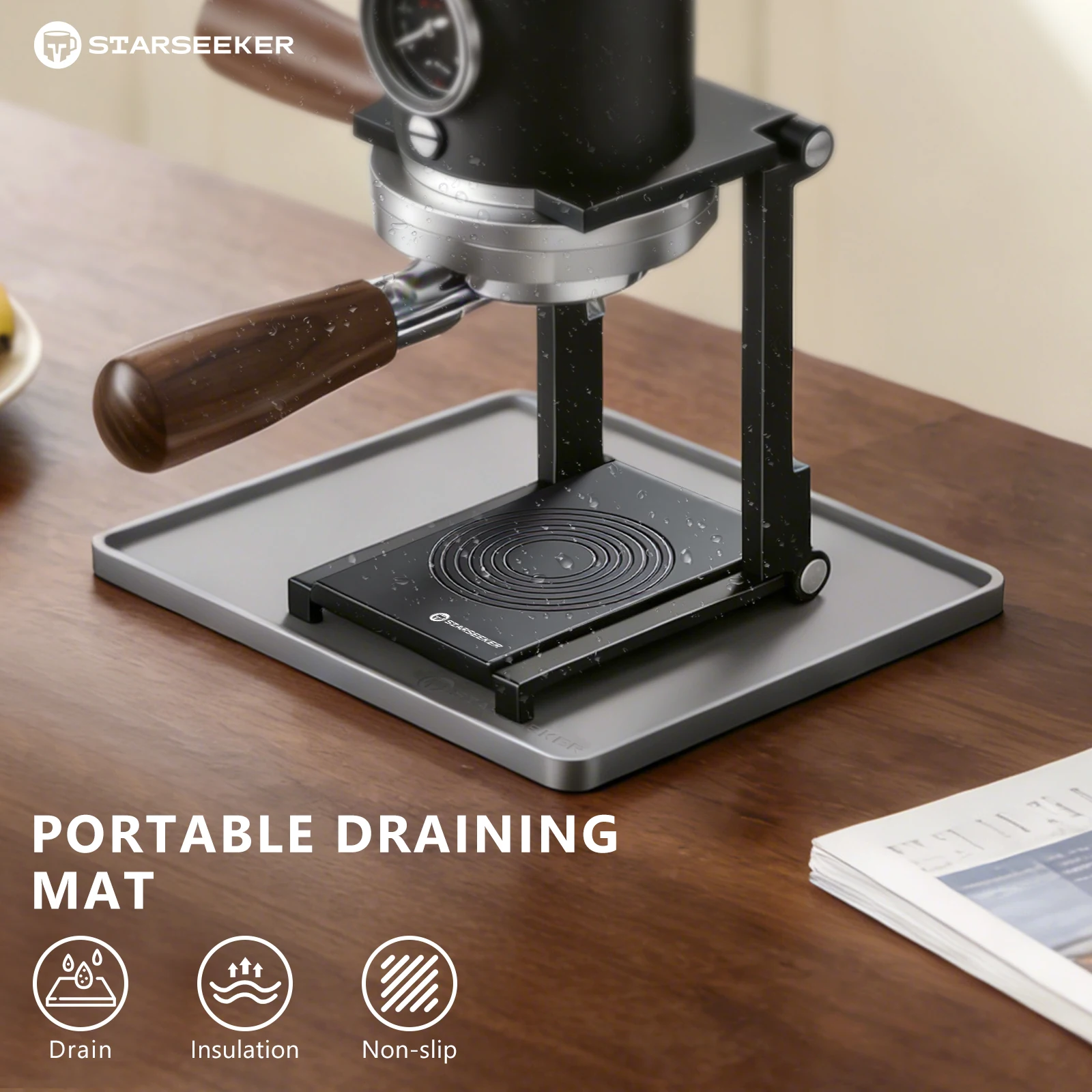 STARSEEKER Tapete de Barra Portátil de Silicona de Grado Alimenticio, Tapetes Antiderrames para Cafeteras y Encimeras, para Servir Platos y Secar Vasos, para Baristas
