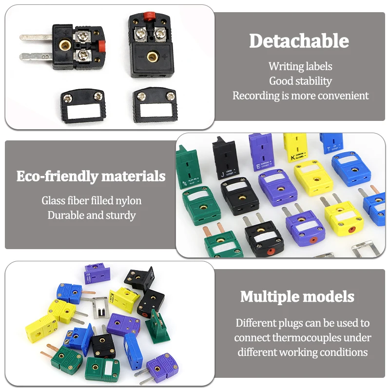 1-50pcs Thermocouple Plug Socket and Panel K/T/J/E/RS Type Miniature Temperature Measuring Wiring Compensation Wire Connectors