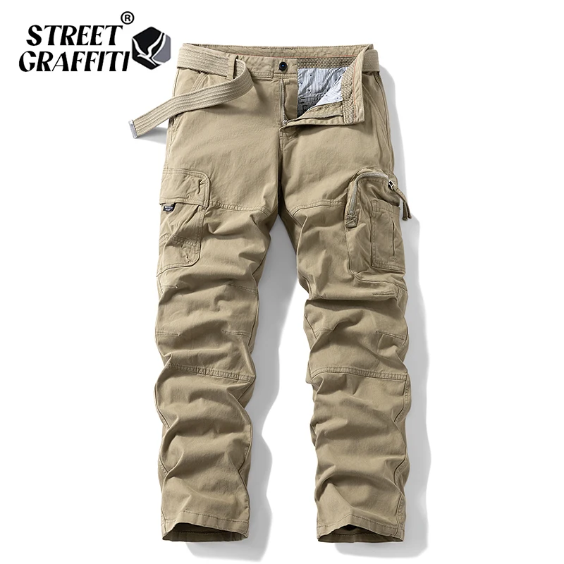 

Men's Summer Fashion 2025 High-End Casual Loose Elastic Overalls with Multi-Pockets Simple All-Match High-Rise Cotton Pants