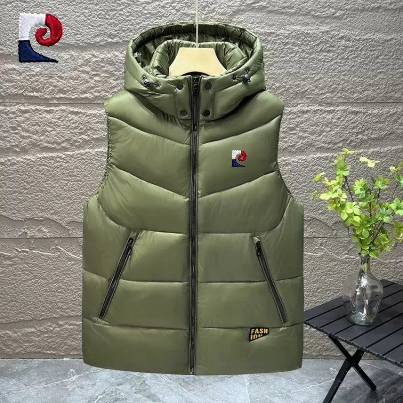 

New men's high-quality hooded cotton vest autumn and winter fashionable casual warm windproof versatile jacket top