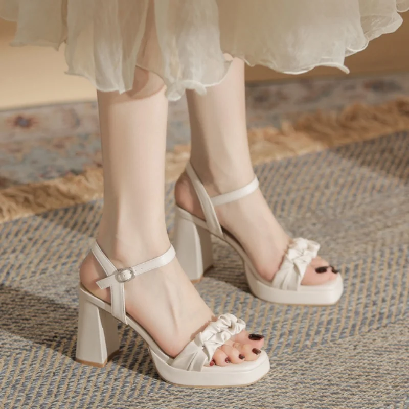 

Милые удобные женские сандалии 8,5 см, лето 2021, модные сандалии на платформе из мягкой кожи, элегантные модельные вечерние женские сандалии на высоком каблуке