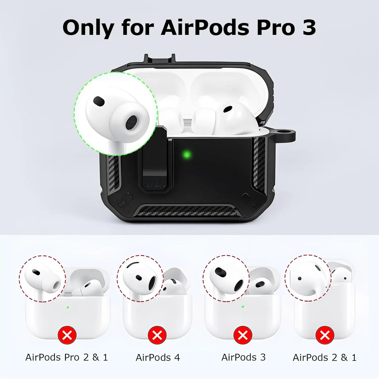 حافظات قفل آمنة لهاتف AirPods Pro 3 (2025 جديد) مع طقم تنظيف وغطاء حماية من السقوط لسلسلة المفاتيح لعلبة AirPods Pro 3 Funda