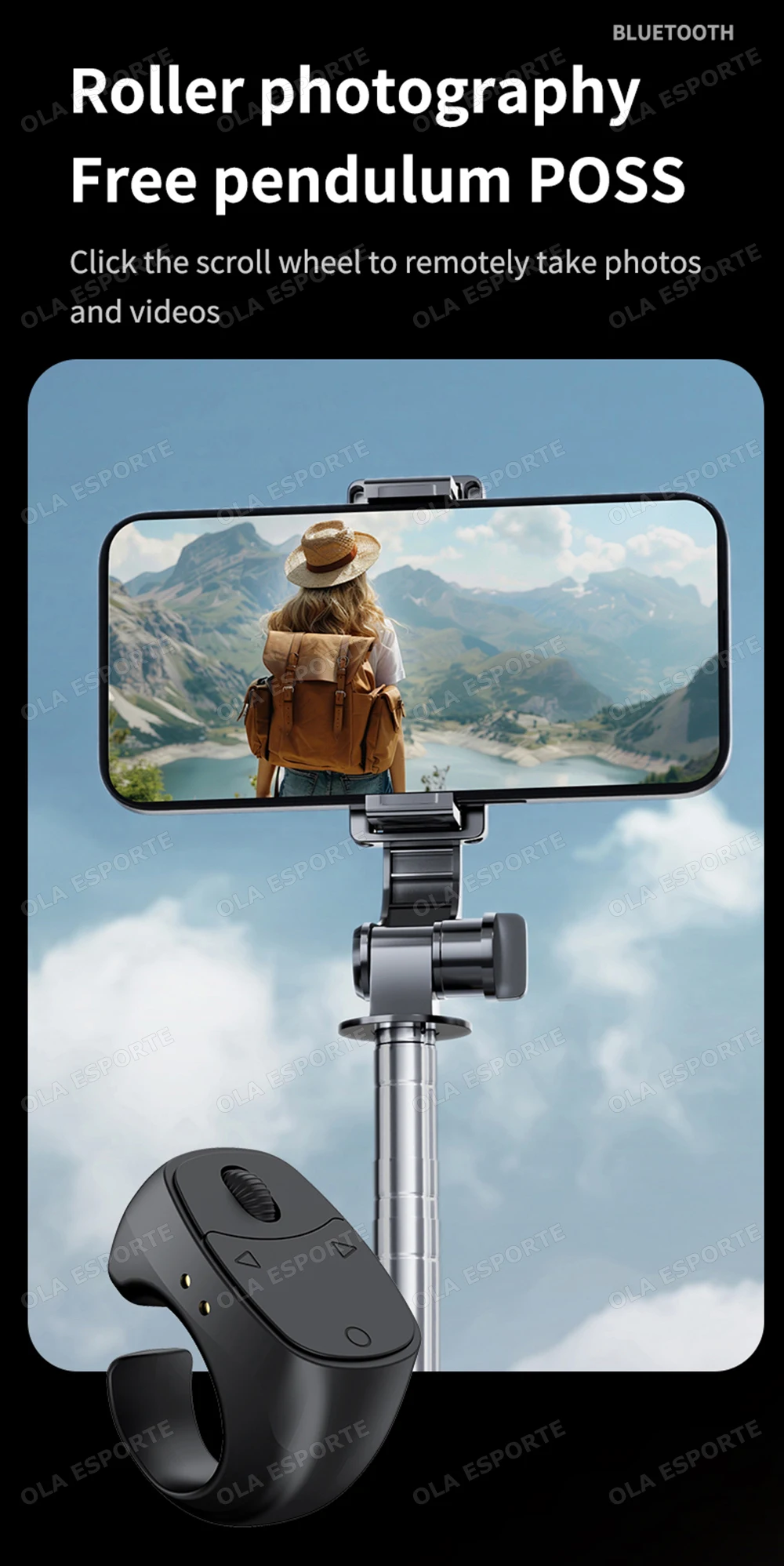 Fernbedienung Kabelloser Bluetooth-Rollring für Fingerspitzen, tragbare mobile Maus, Video-Automatik-Seitenwechsler, Browsing-Ring R12 – Detail 10