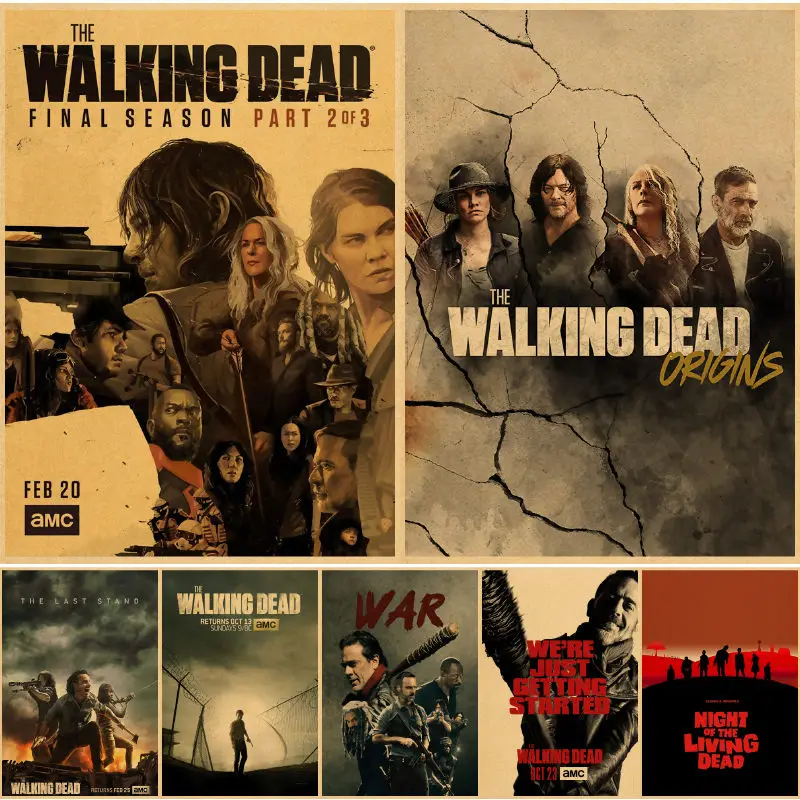 Постер из крафт-бумаги Ходячие мертвецы классический фильм плакат для бара кафе гостиной столовой декоративные картины на стену