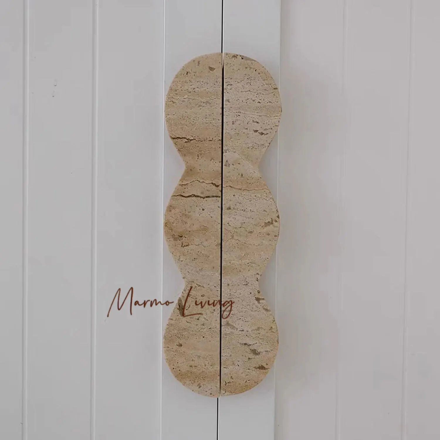 Nordic Luxury Natural Marble Door Wavy Handle Retro Travertine Drawer Knob for Cabinet