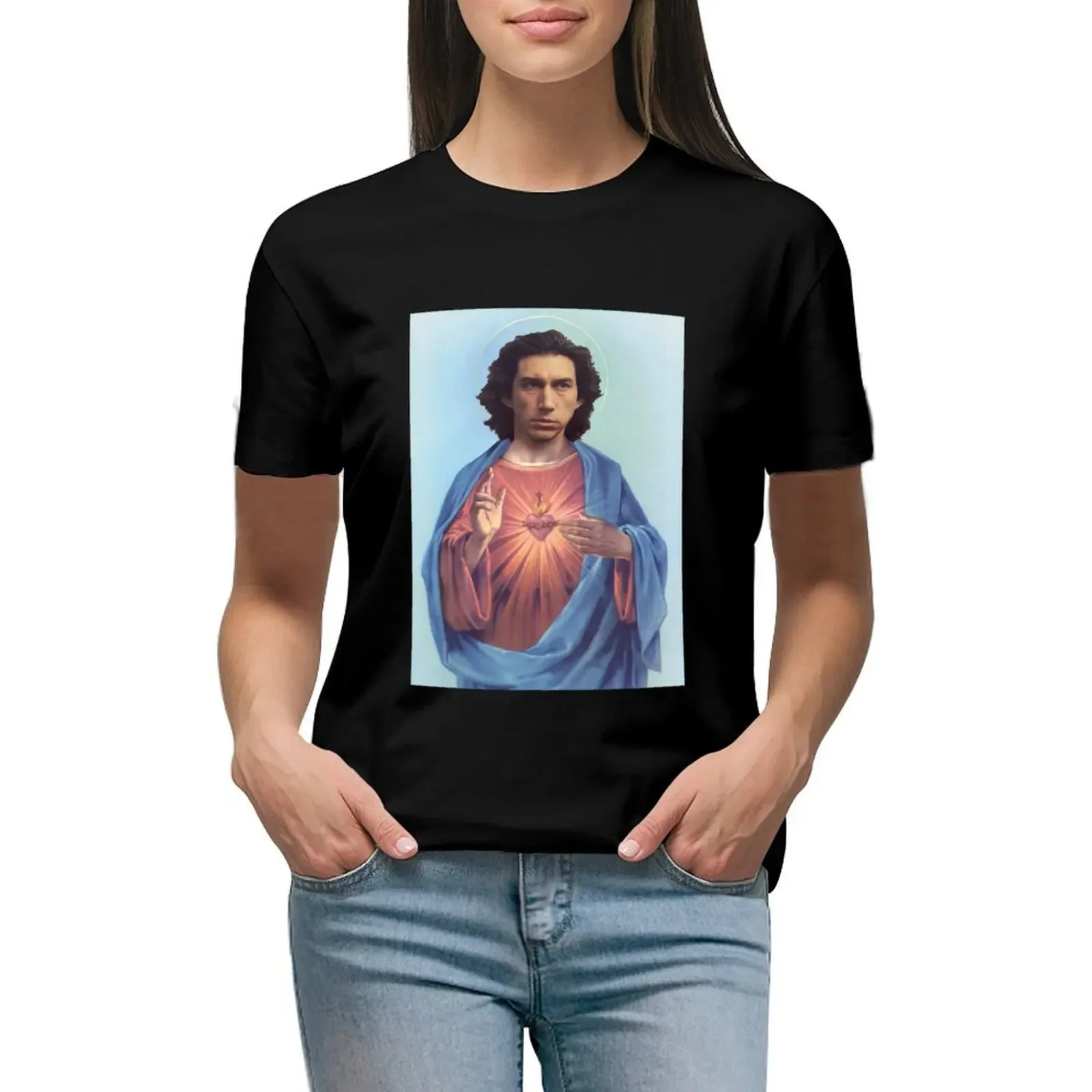 Adam Driver Jesus T-Shirt funnys customs design your own plus sizes workout t shirts for Women