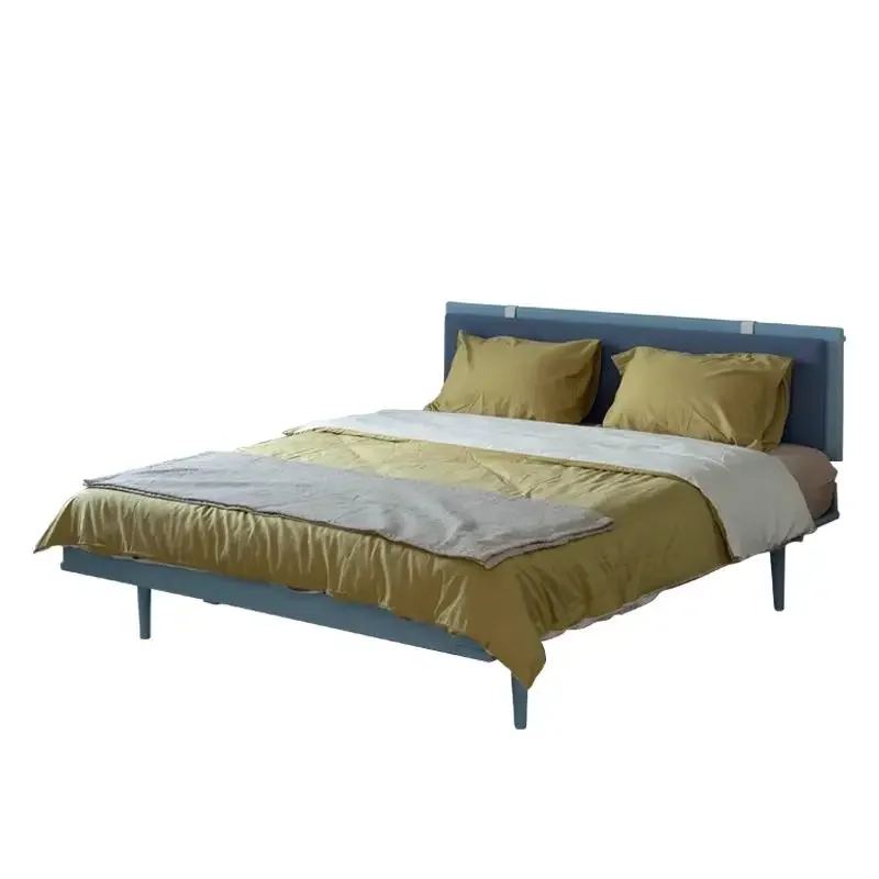 

Medieval retro cherry wood full solid wood bed, Nordic log double bed, small apartment master bedroom
