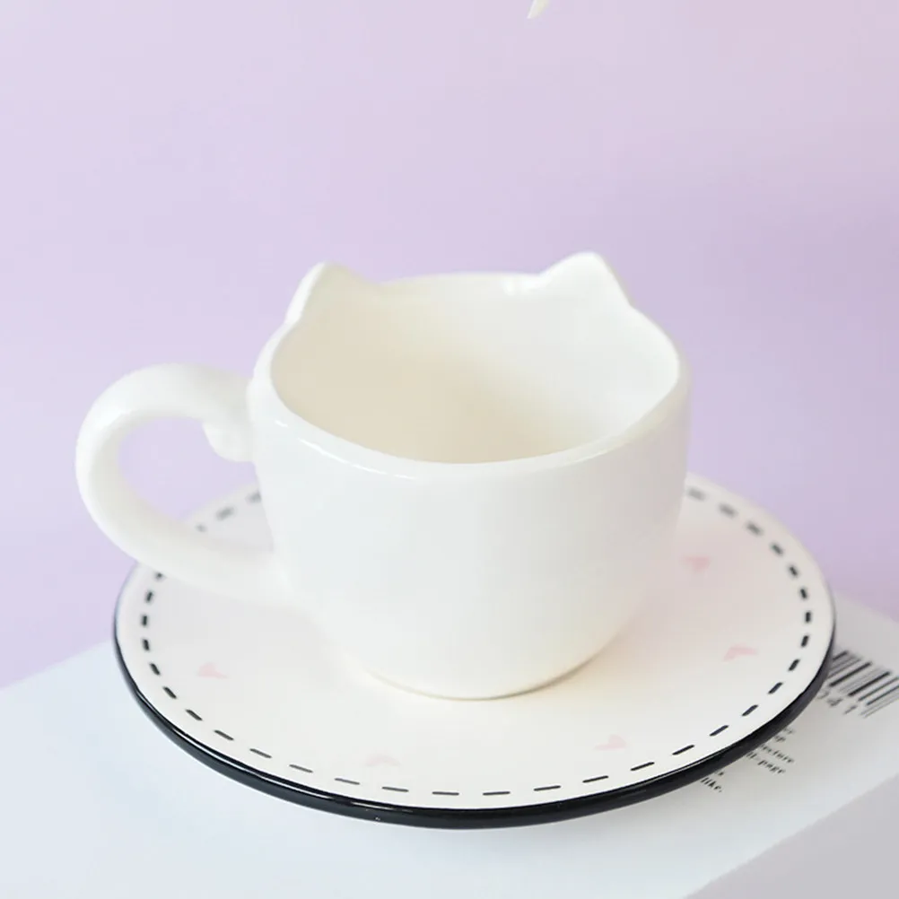 1Set Adorable Cat-Themed Ceramic Coffee Mug Set Moderate Capacity for Daily Use Decorative Home Kitchen Office Drinkware Gift