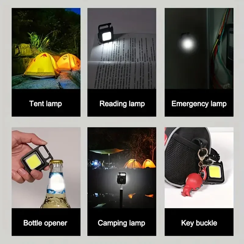 1/2/6PCS Mini COB Flashlight Keychain Light Portable USB Rechargeable Waterproof Camping Lamp For Outdoor Fishing Working Lights