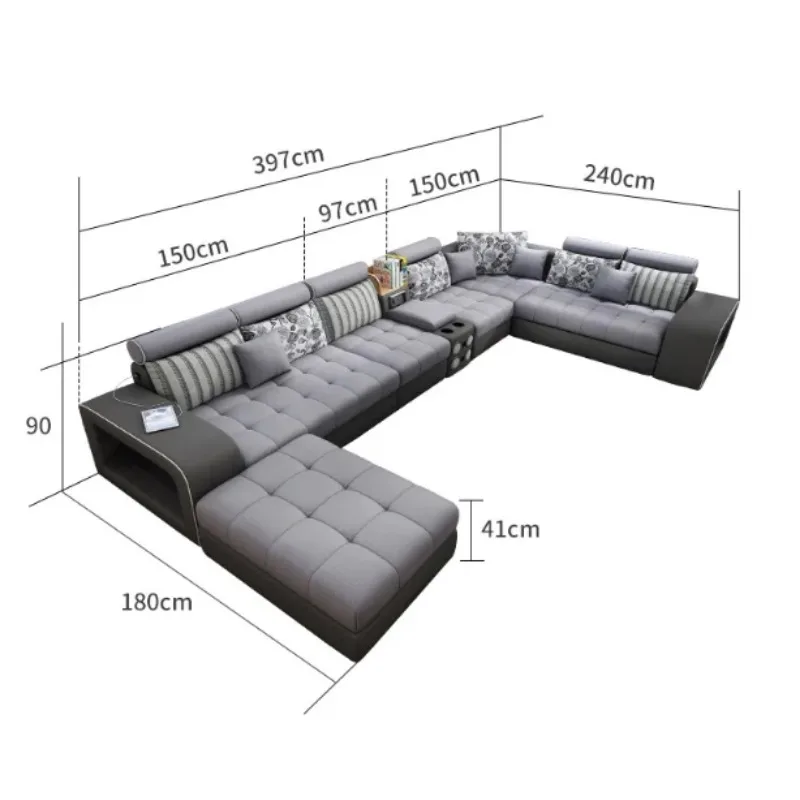 

furniture u shaped sectional fabric sofa set Living+Room+Sofas 7 seater