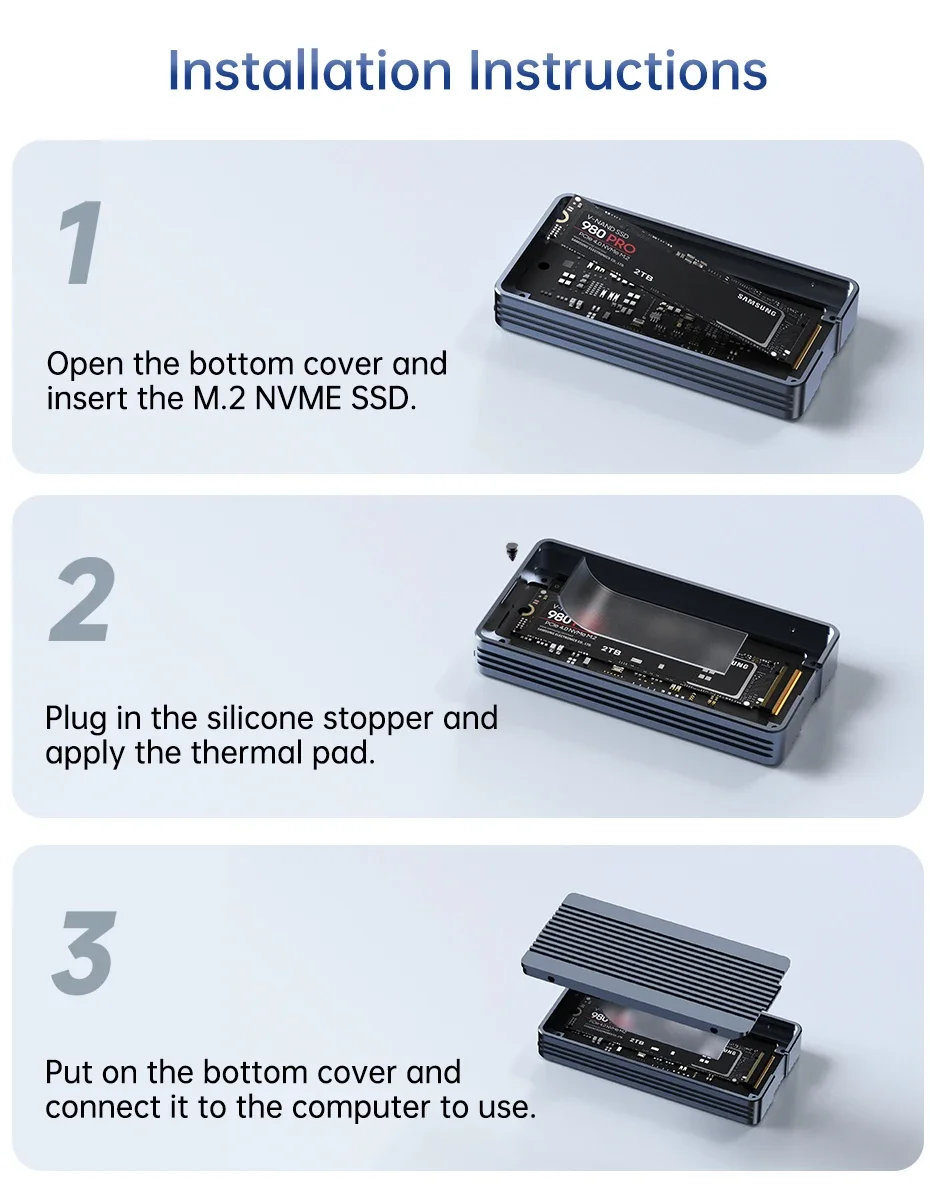 Acasis 4 Bay 40Gbps M.2 NVMe SSD ケース Amazon.com: ACASIS 40Gbps M.2 NVMe SSD Enclosure, Cooling Fan