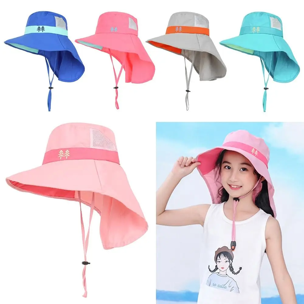 

Outdoor Boy Girl Beach Cap UV Protection Sun Hat Wide Brim Cap Children Bucket Hats