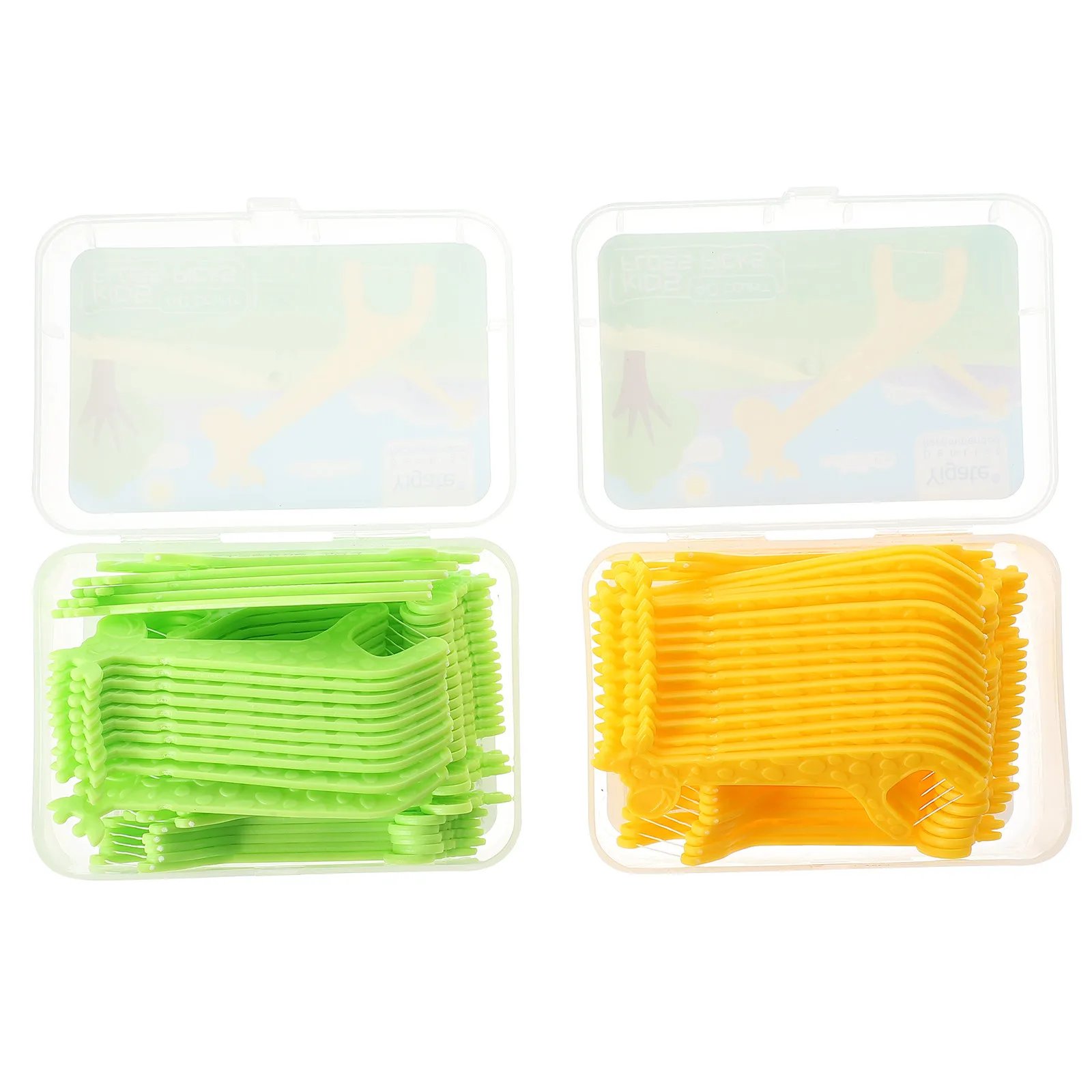 80Pcs Children's Teeth Floss Stick Cartoon Animal Shape Kids Floss Picks Easy Grip Handle Dental Cleaning Tool Random Color