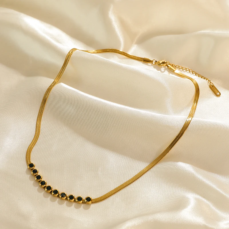 EILIECK 316L Edelstahl Halskette mit grünem Zirkonia-Kristall für Damen, modische Luxus-Kette, Choker-Schmuck, Party- und Hochzeitsgeschenke – Detail 27