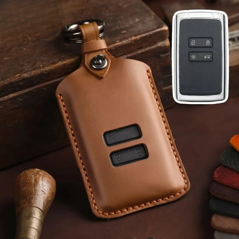

Leather Key Case Cover For Renault Austral Kadjar Clio Megane Captur Arkana Koleos Zoe Scenic Dacia Sandero Duster Logan Jogger