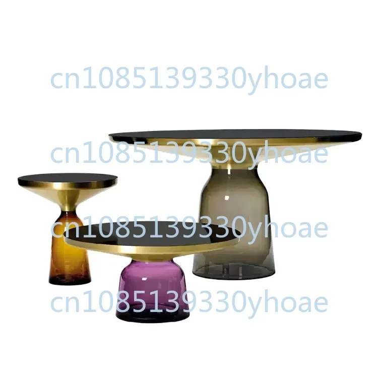 Light color bell glass coffee table ins Internet celebrity series round creative side table