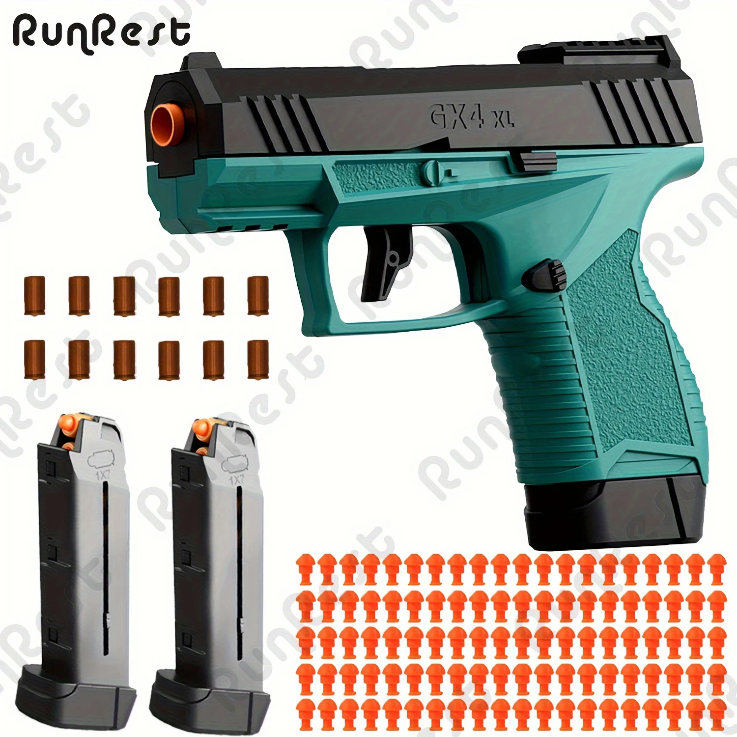 Soft Bullet Gun ปืนของเล่น 100 กระสุน, 12 เปลือกหอย, และ 2 นิตยสารใหม่ของเล่นปืนพก Hollow เครื่องแขวน, ของเล่นโฟม Blas