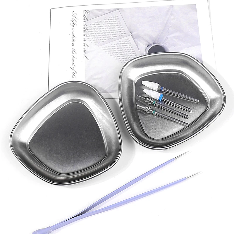 Nail Disinfection Tray Nail Dental Surgical Stainless Steel Storage Tray Bit Tweezers Clipper Art Equipment Clean Container Tool