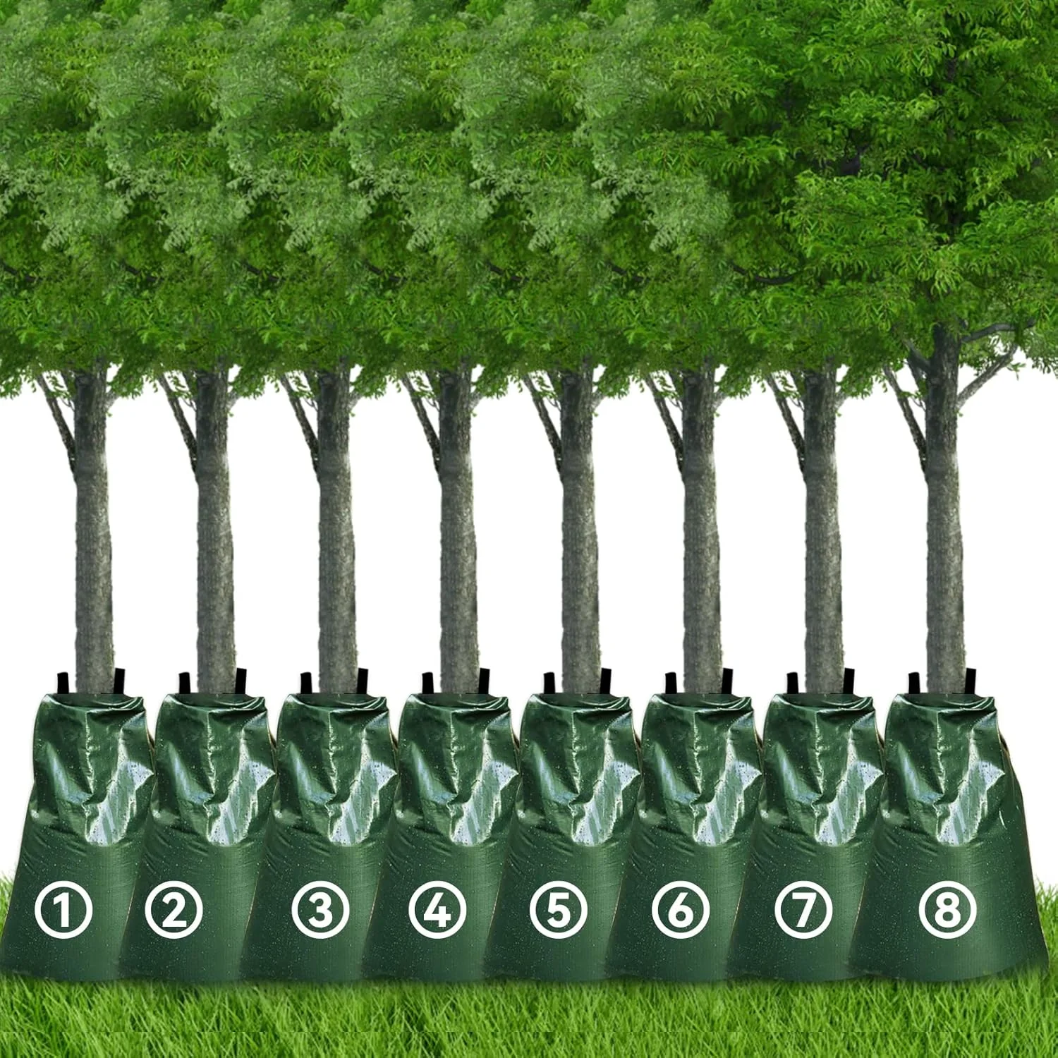 8 Pack Slow Release Tree Watering Bags - 20 Gallon Zippered Automatic Drip Irrigation Bags for New Planted and Transplanted Tree