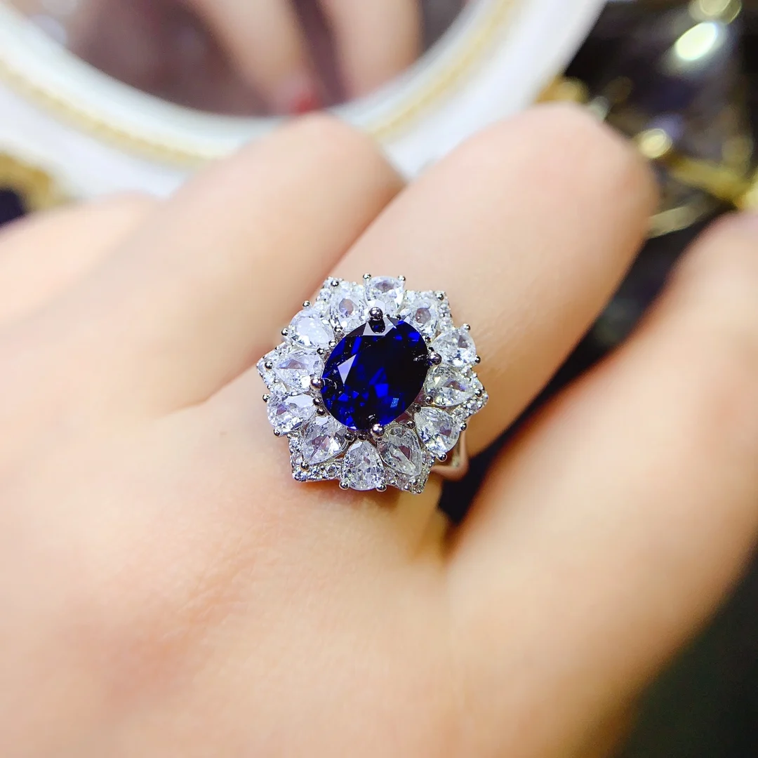 

Engagement Ring for Women Sterling Silver 925 Natural Blue Gemstone Ruby Ring Jewelry Free Shipping gemstone for original