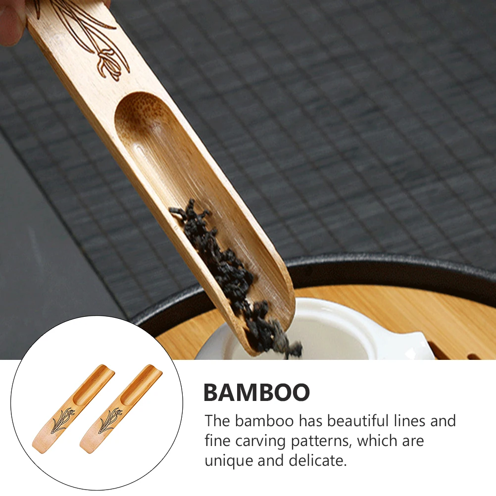 

2 Pcs Portable Teaspoon Shovel Set Spoons Slim Bamboo Practical Teaspoons for Home
