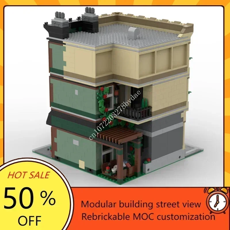 2427 pçs personalizado moc modular cidade canto quadrado vista de rua arquitetura quebra-cabeças personalizados crianças brinquedos aniversário presente natal