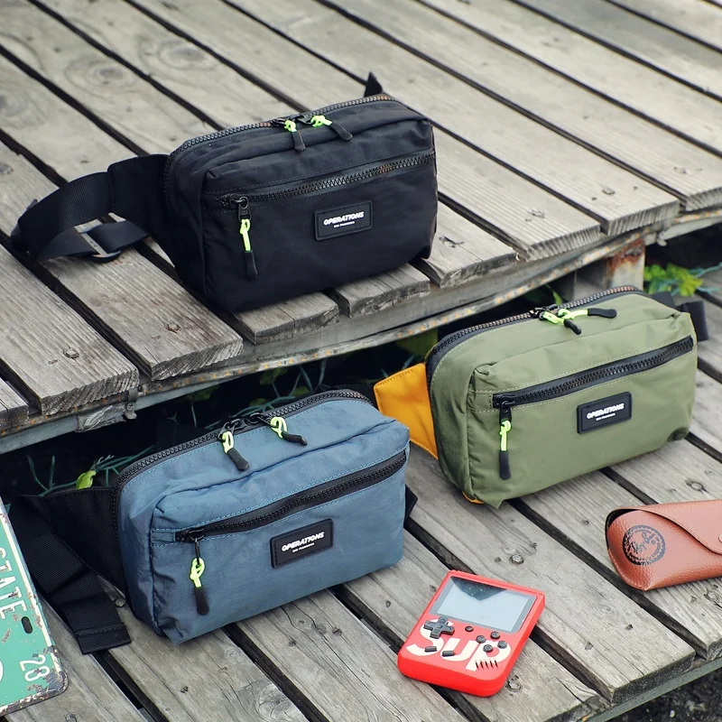 トレンディなコントラストカラーユニセックスキャンバスウエストバッグカジュアルストリートスタイルサイクリングバッグスポーツチェストバッグ男性と女性のための