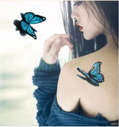 

Temporary Tattoo Sticker 3D butterfly tattoo girl small size tatto stickers flash tatoo fake tattoos Waterproof Body Art