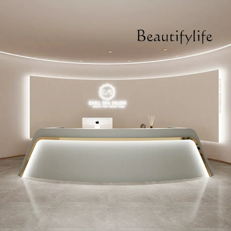 1A متجر حديث مكاتب الاستقبال صالون تجميل أرفف فريدة من نوعها مكاتب فاخرة فندق صناعي عرض أثاث Mostrador De Tienda