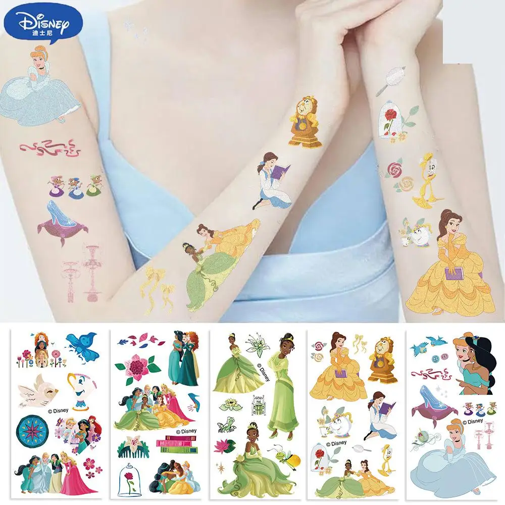 10Pcs New Disney Rapunzel Temporary Tattoo Stickers Cute  Princess Ariel Fake Tattoo For Kids Funny Birthday Gift