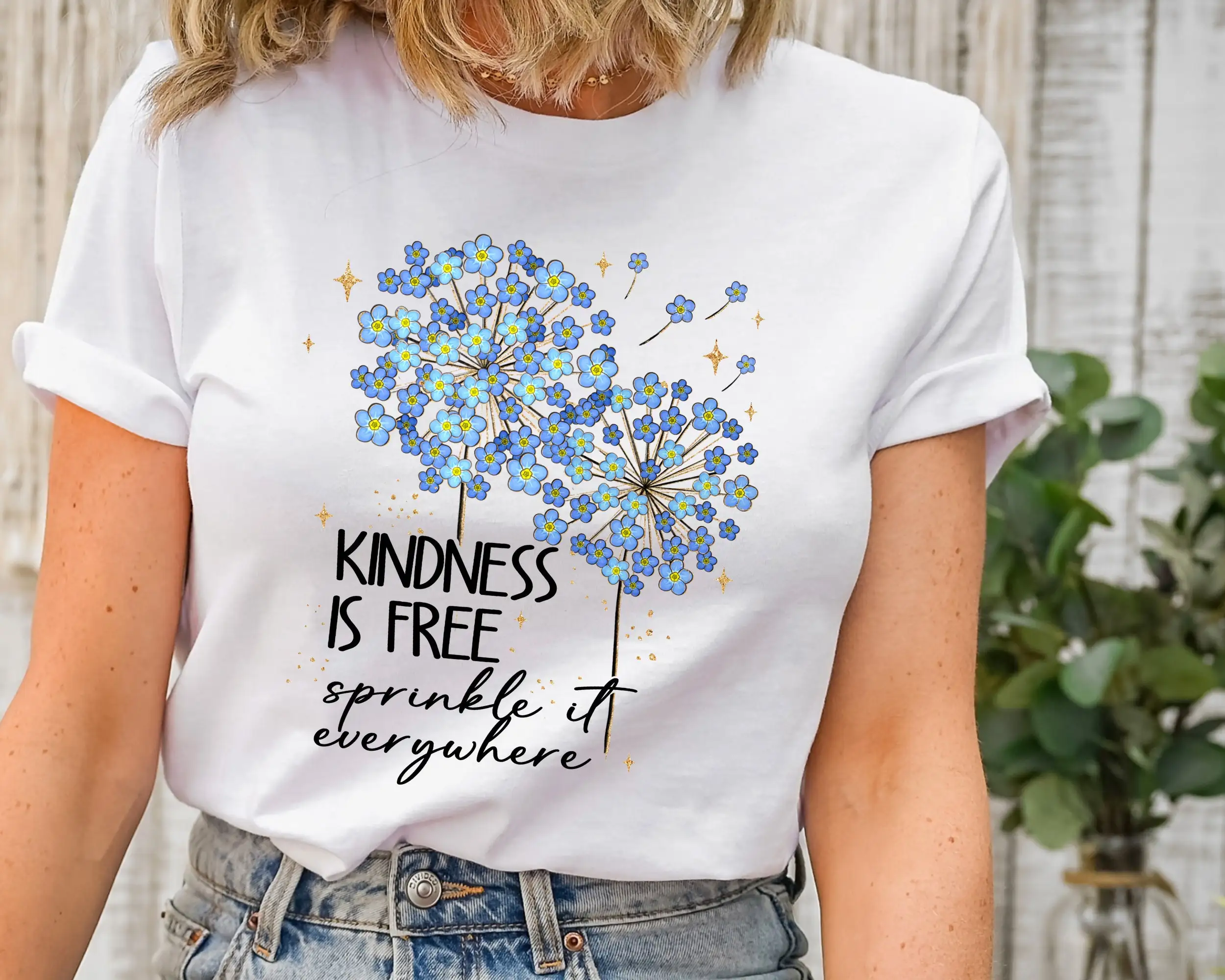 Kindness Is Free Sprinkle It Everywhere T Shirt Positive Motivational Be Kind Dandelion