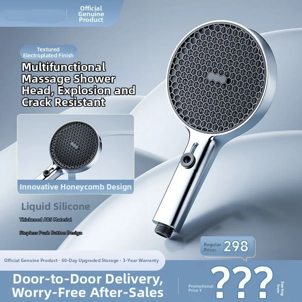 Handheld Shower Head Set With 4 Spray Modes, Compatible With For Honeycomb Design Rain And Pulse Spray Options